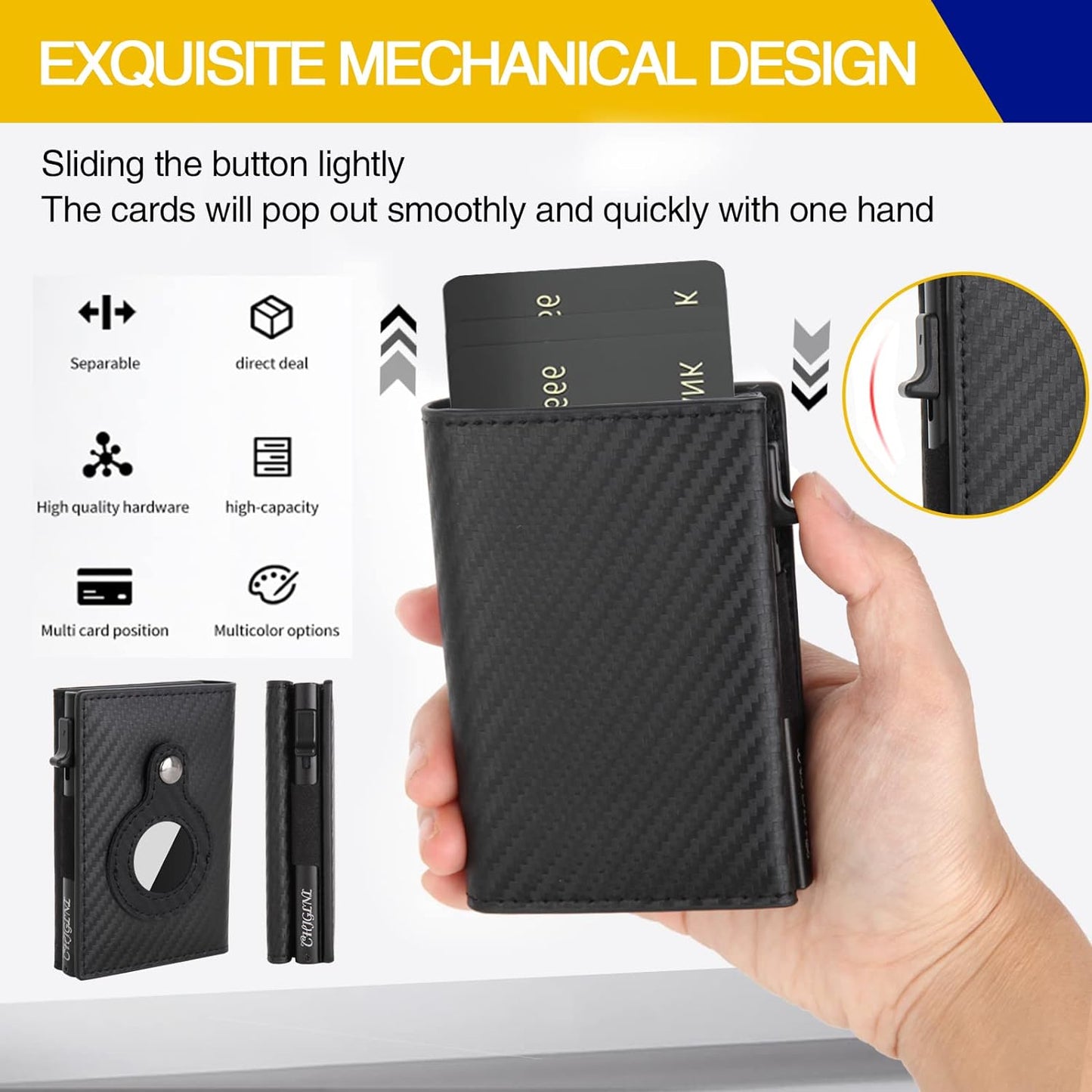 CHJGLNL Airtag Wallet, Slim Wallet for Apple Air Tag, Smart Wallet with Airtag H