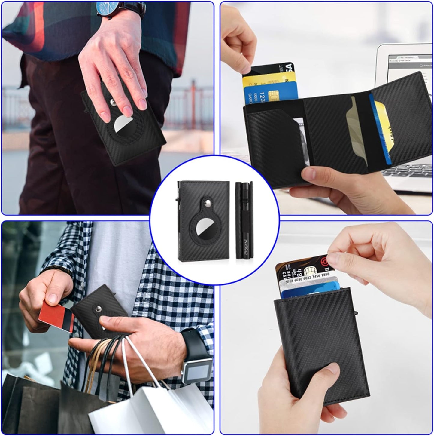 CHJGLNL Airtag Wallet, Slim Wallet for Apple Air Tag, Smart Wallet with Airtag H