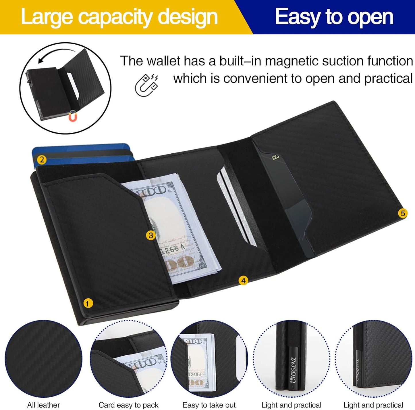 CHJGLNL Airtag Wallet, Slim Wallet for Apple Air Tag, Smart Wallet with Airtag H